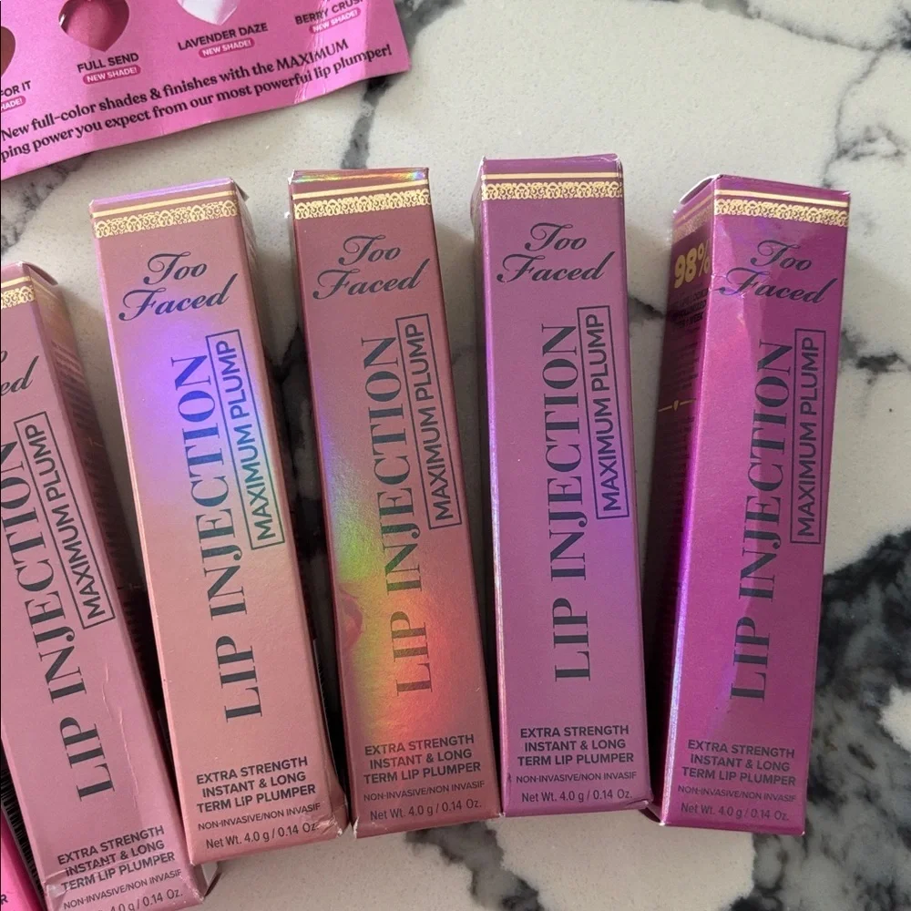 8 x Too Faced Lip Injection Maximum Plump Collection - Pink and Purple Hues